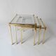nesting tables in gold metal and mirror vintage 1970s design