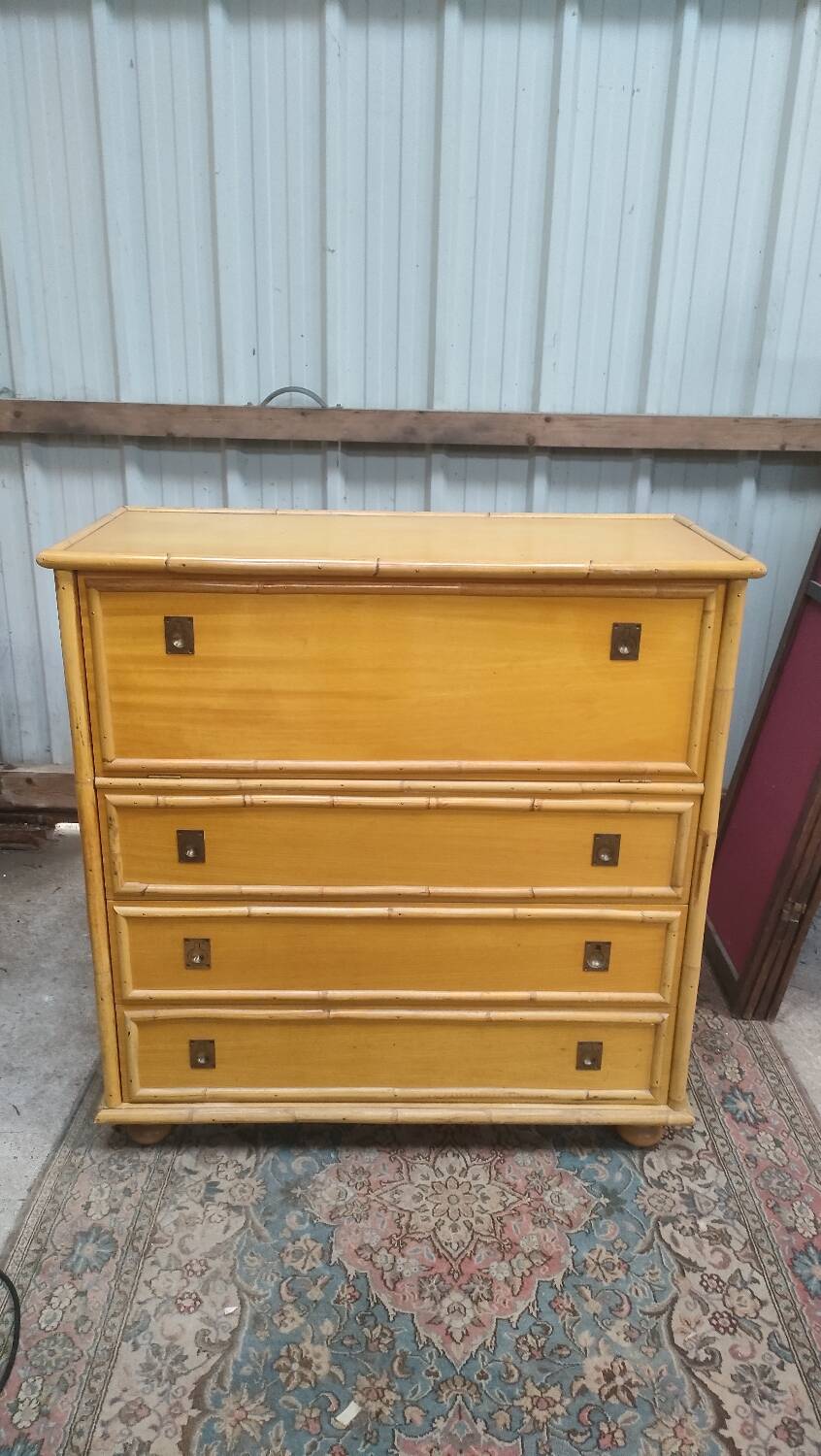 Dal Vera bamboo chest of drawers, Italian design, 70s