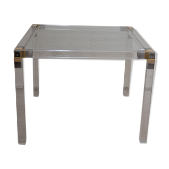 Table square plexiglas and glass base