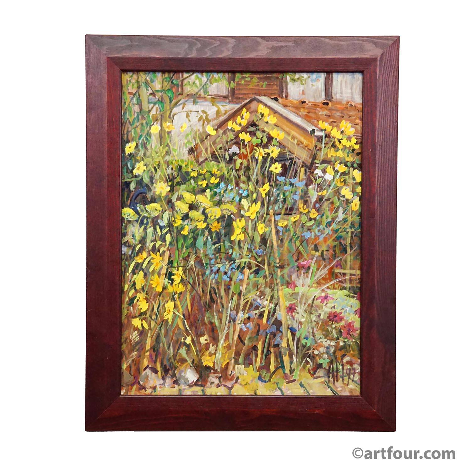 Large oil painting of a garden landscape, Alexander Michael 1997