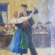 HS PAINTING/CANVAS GENRE SCENE "DANCING COUPLE" signed M.RUMMELHART 1949