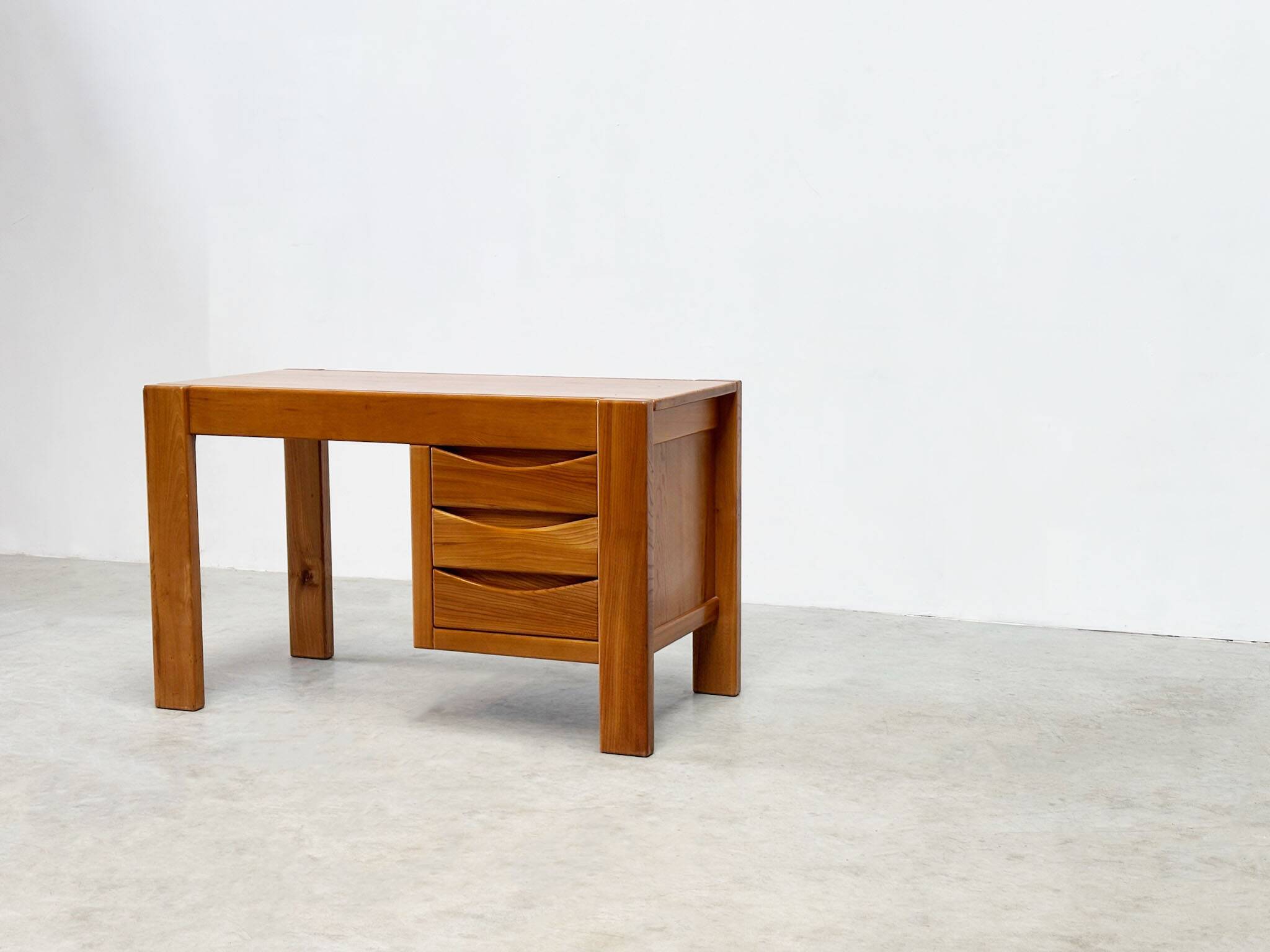 Solid elm desk by Roland Haeusler for Maison Regain