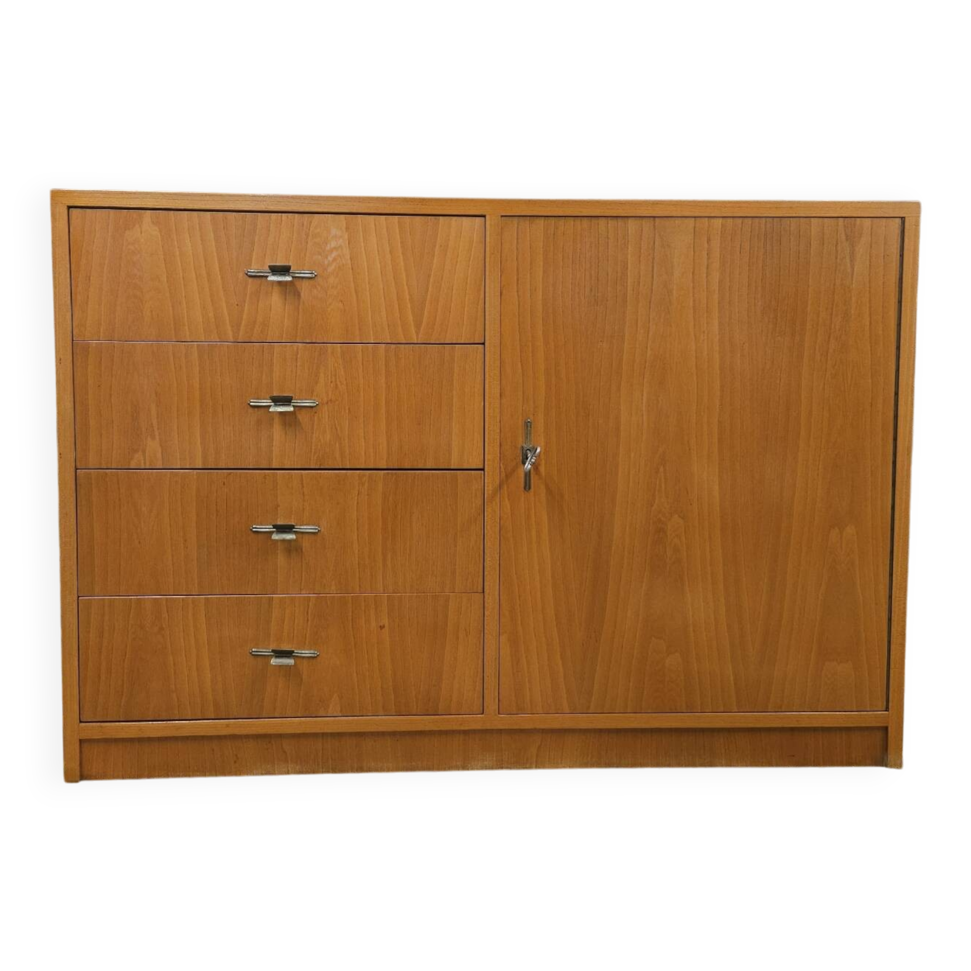 Vintage 1960s 4-drawer, 1-door cabinet