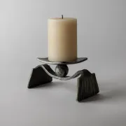 Vintage brutalist iron candlestick from the 1970s.