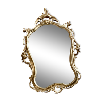 Miroir baroque doré en stuck