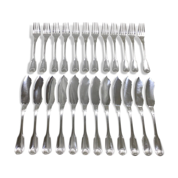 Cailar bayard 12 couverts à poisson coquille