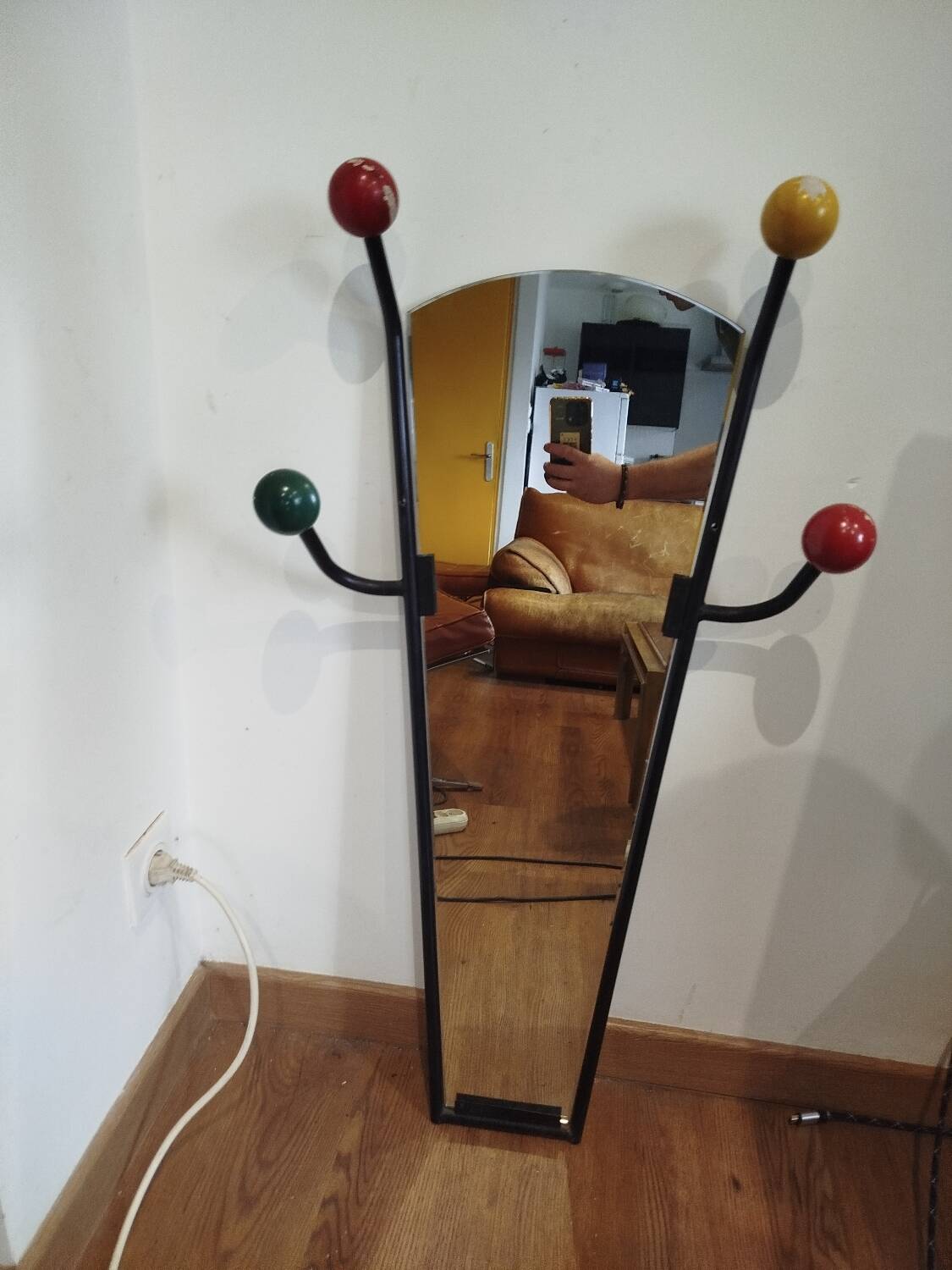 Miroir porte-manteau vintage années 1957