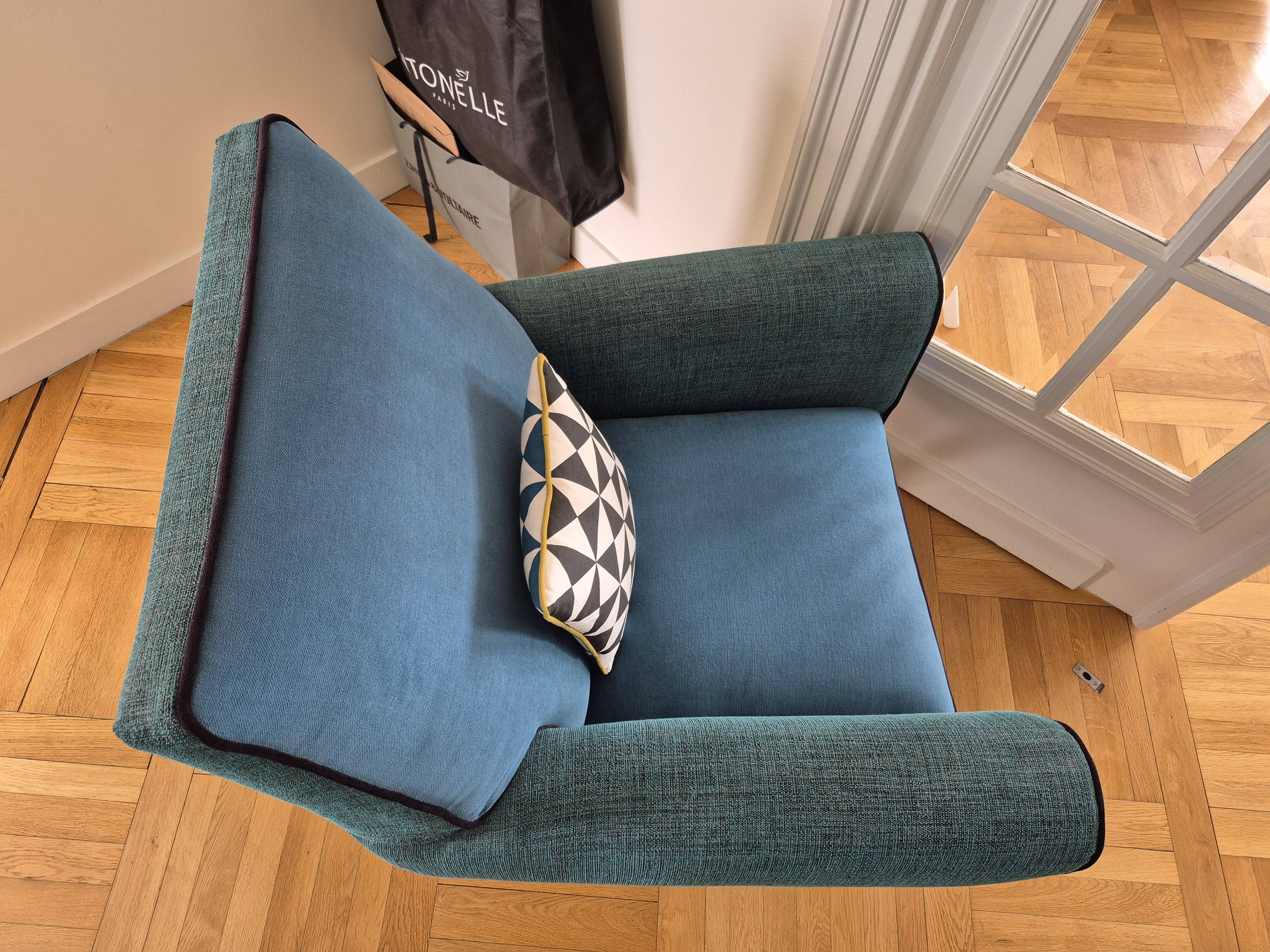 Fauteuil club bleu canard