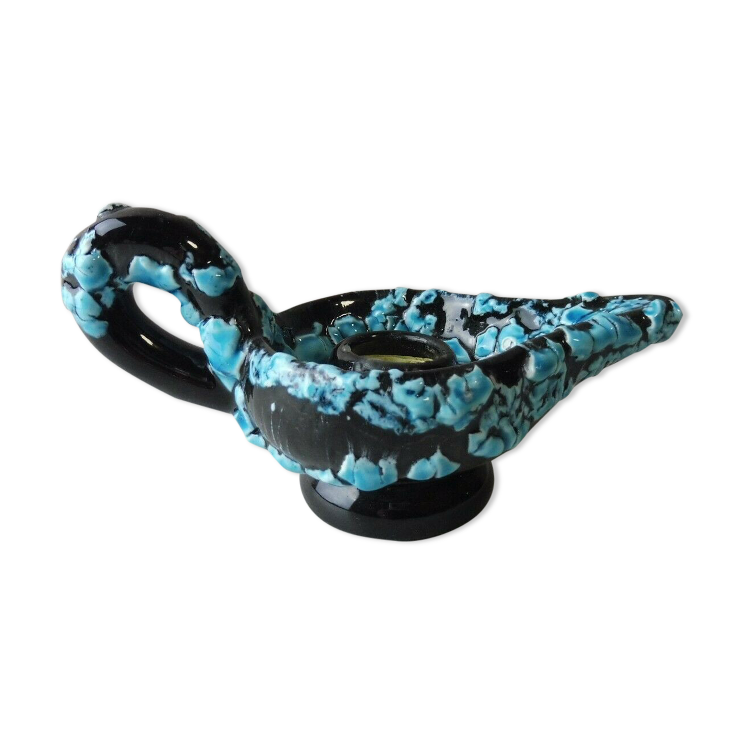 Old candle holder / candle holder, ceramic, Fat Lava, from Vallauris