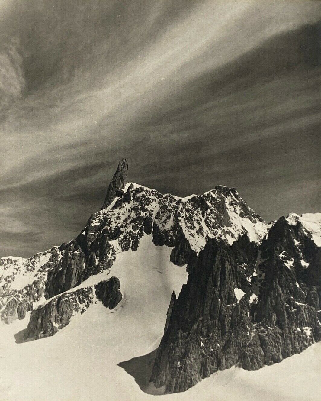 Old photo in black and white mountain summit artistic snow