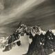 Old photo in black and white mountain summit artistic snow