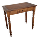 Antique writing table, solid wood desk with turned legs