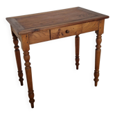 Antique writing table, solid wood desk with turned legs