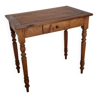 Table à écrire ancienne, bureau en bois massif pieds tournés