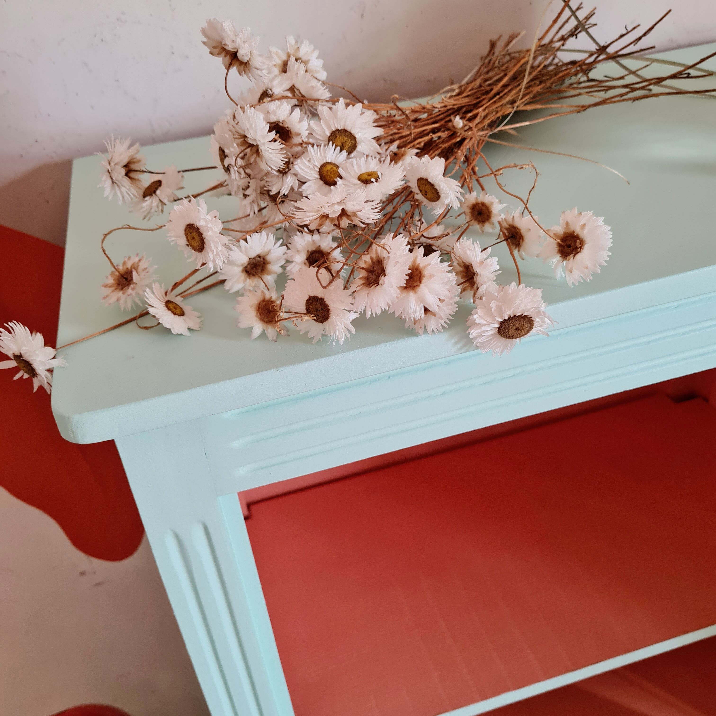 Parisian wardrobe small format soft green interior terracotta