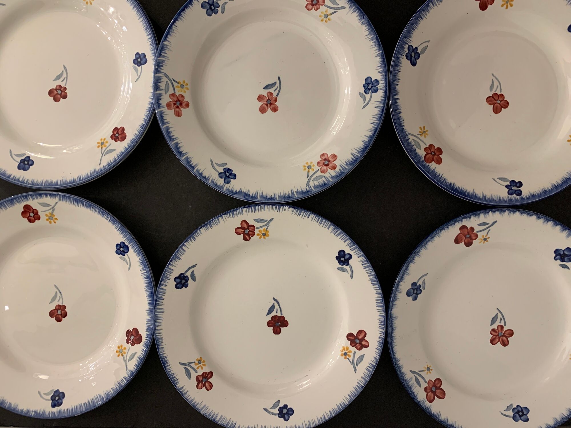 Lot de 6 assiettes plates Digoin Sarreguemines, modèle Mary Lou