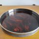 Round vintage Guzzini Lucite tortoiseshell platter 1970s Italian design