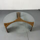 Mid-Century Modernist Wenge and Glass Round Coffee Table, 1970s