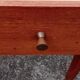Teak veneer desk, curved feet