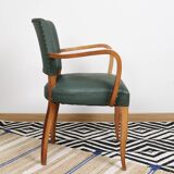 Bridge armchair in green moleskin