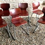 Set of 6 vintage Pagholz Flötotto stackable chairs in Pagwood