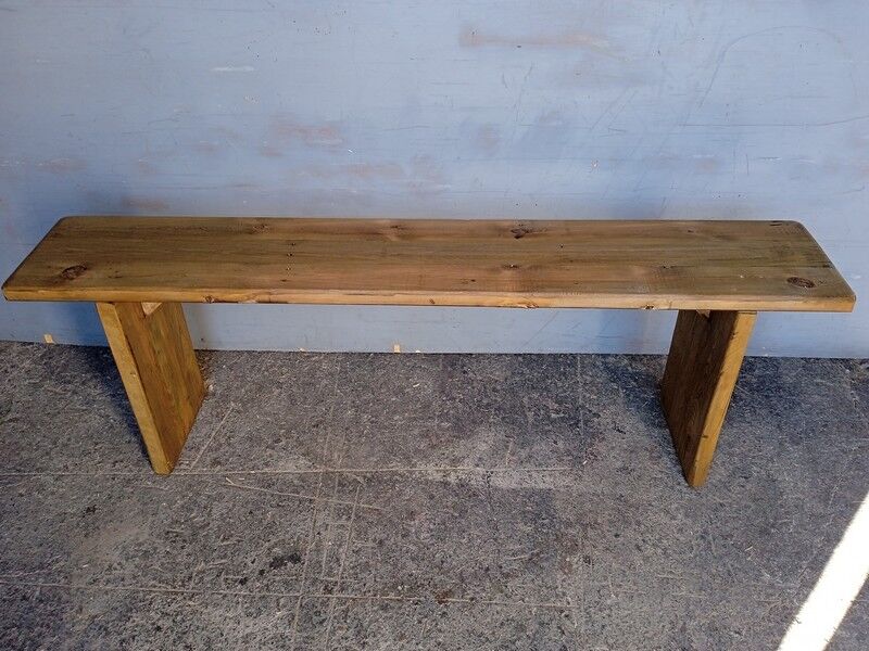 Solid patinated wood bench 140cm