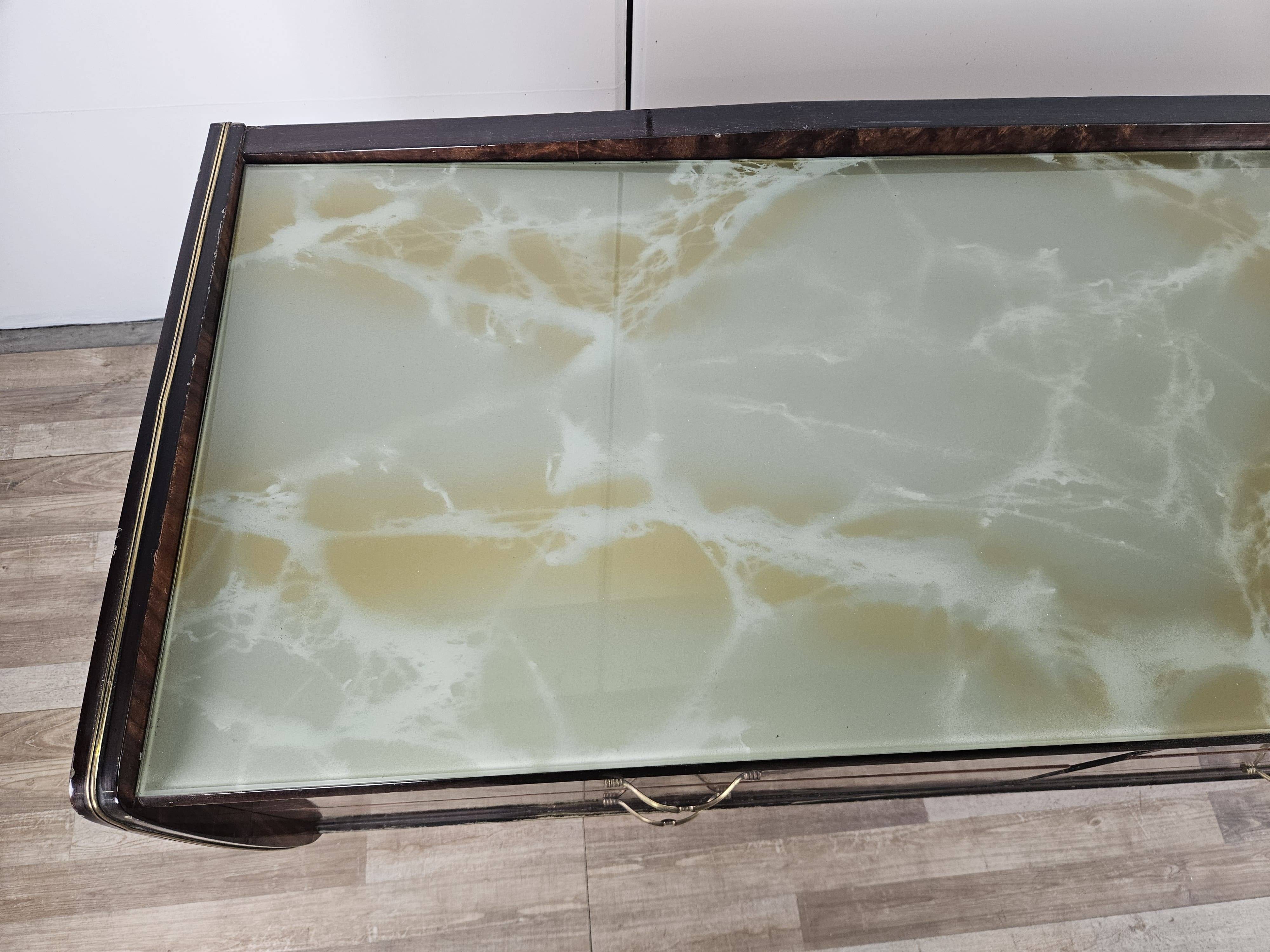 Mid Century 70's Chest of Drawers with Glass Top