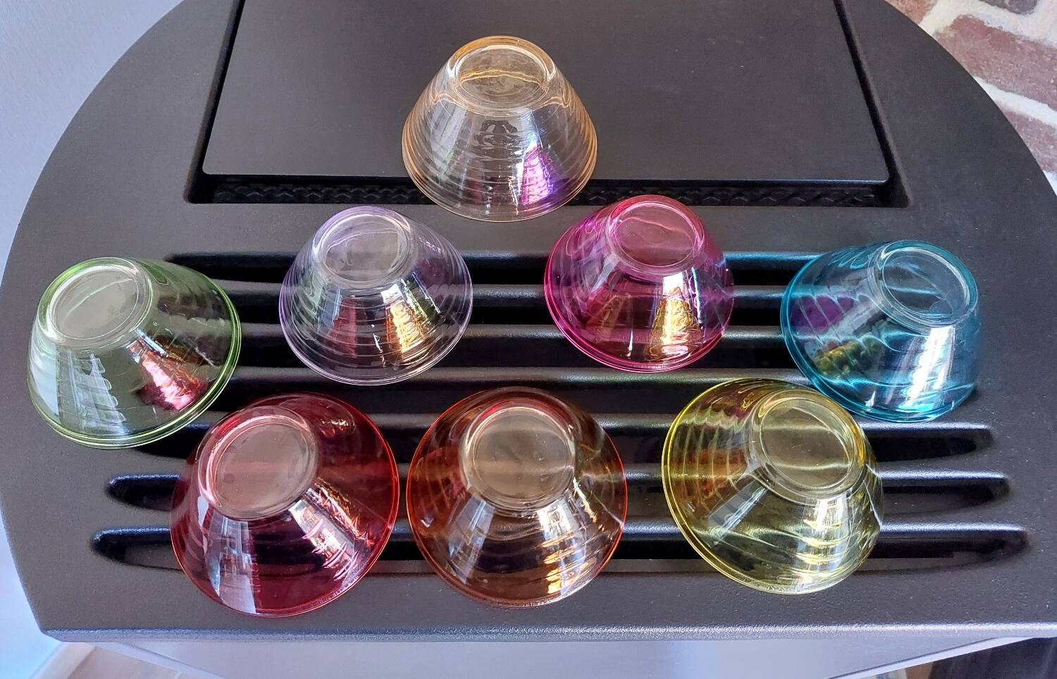 Old multicolored glass dish