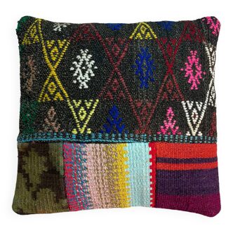 Vintage turkish kilim cushion cover, 40 x 40 cm