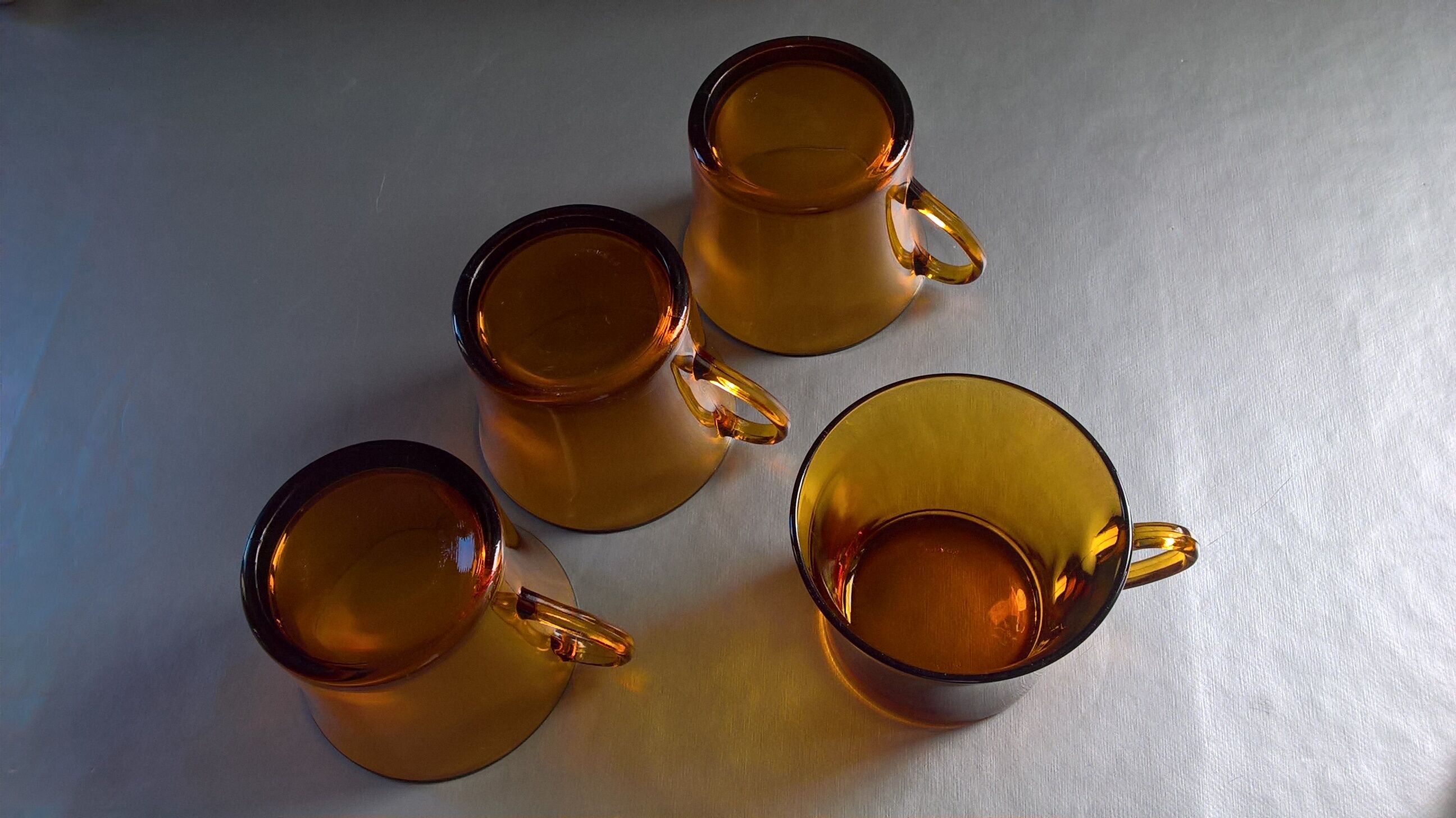 Set of four amber Duralex cups