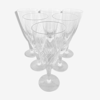 Set of 6 Champagne flutes in engraved glass 10 cl