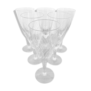 Set de 6 Flûtes à champagne en verre gravé 10 cl