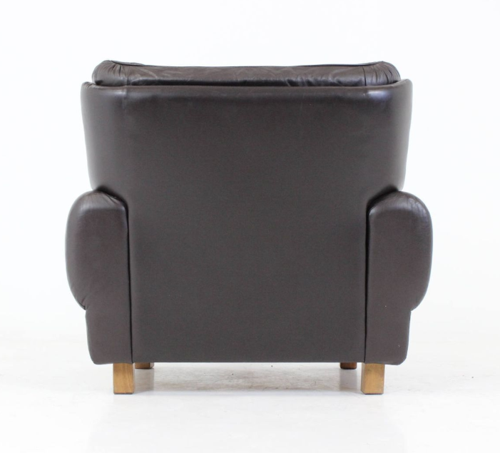 Armchair brown leather of Výber Republic Czech 1970 s