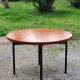 Vintage round table in blond mahogany by Gérard Guermonprez Editor Magnani, metal base
