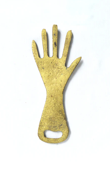 Brass hand bottle opener