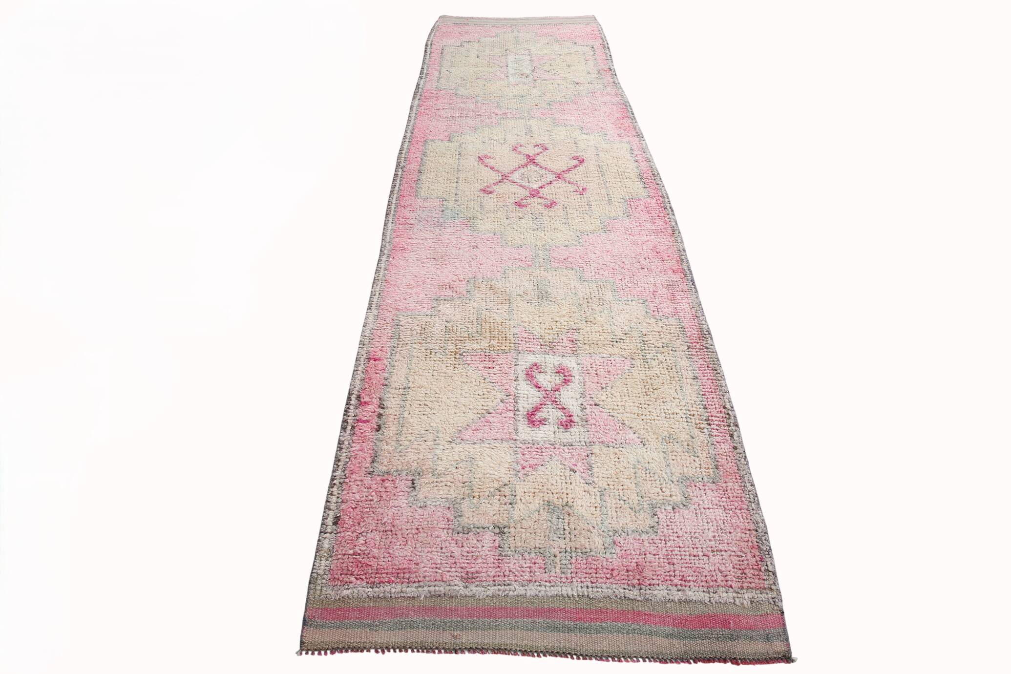 Tapis de couloir vintage rose clair 3x11, 99x343 cm