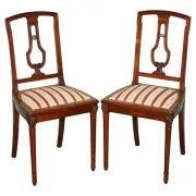 Set of Vintage Wooden Dining Chairs with Carved Details