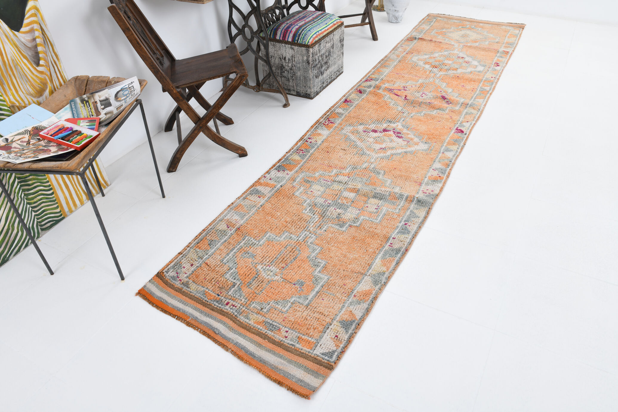 3x12 Vintage Herki Runner Rug, 83x367Cm