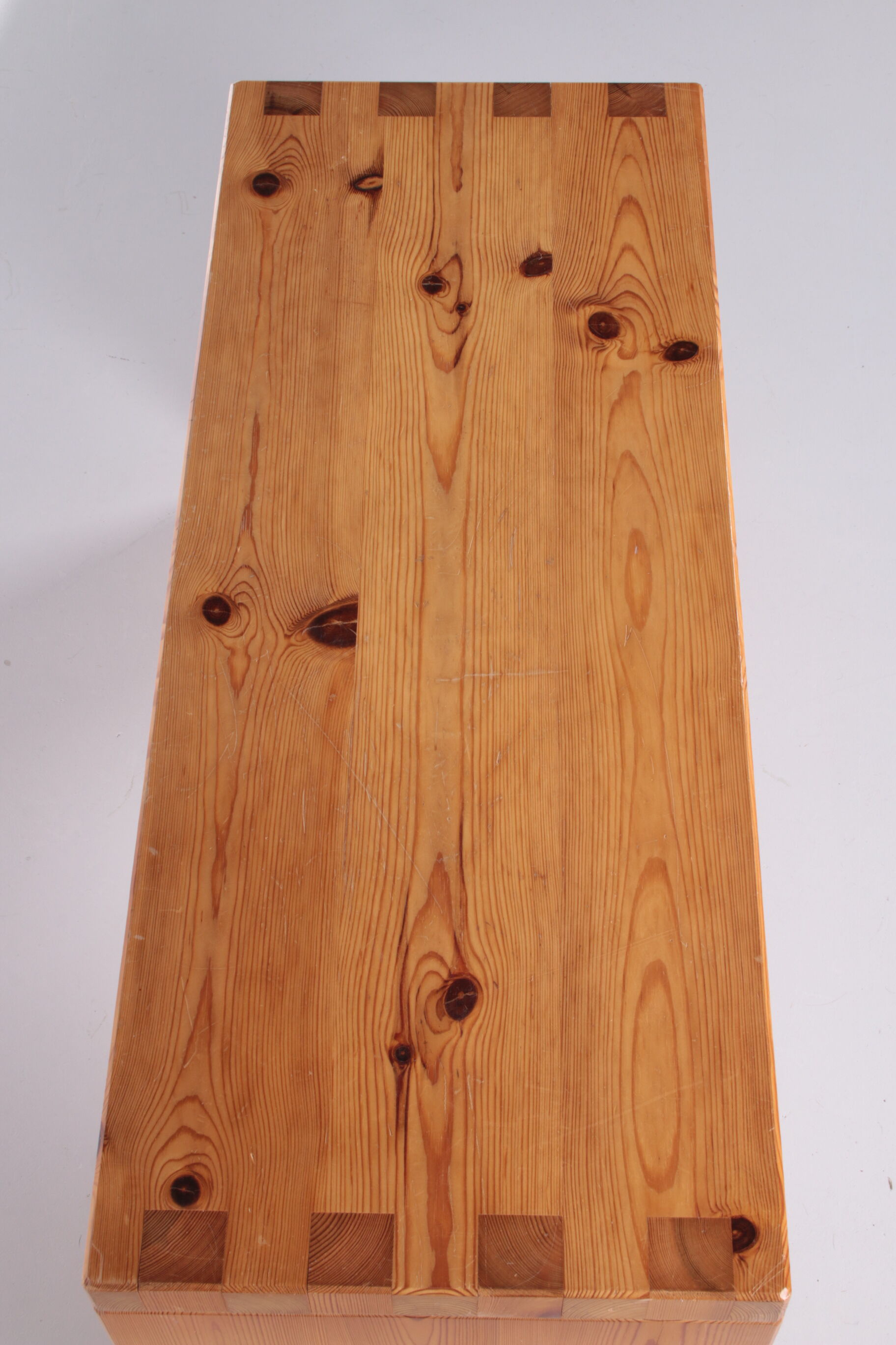 Vintage pine wood sidetable and or bench by Aksel Kjersgaard Odder Denmark
