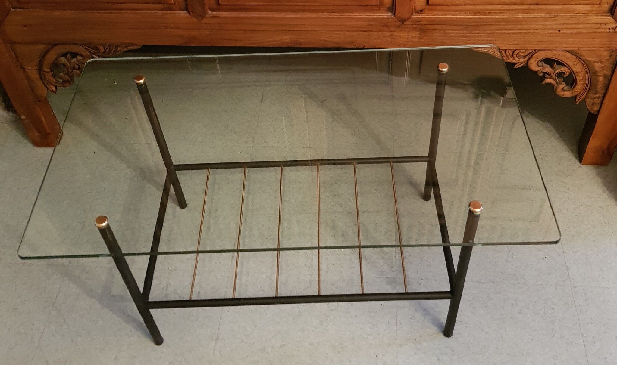 Glass and metal coffee table 1950