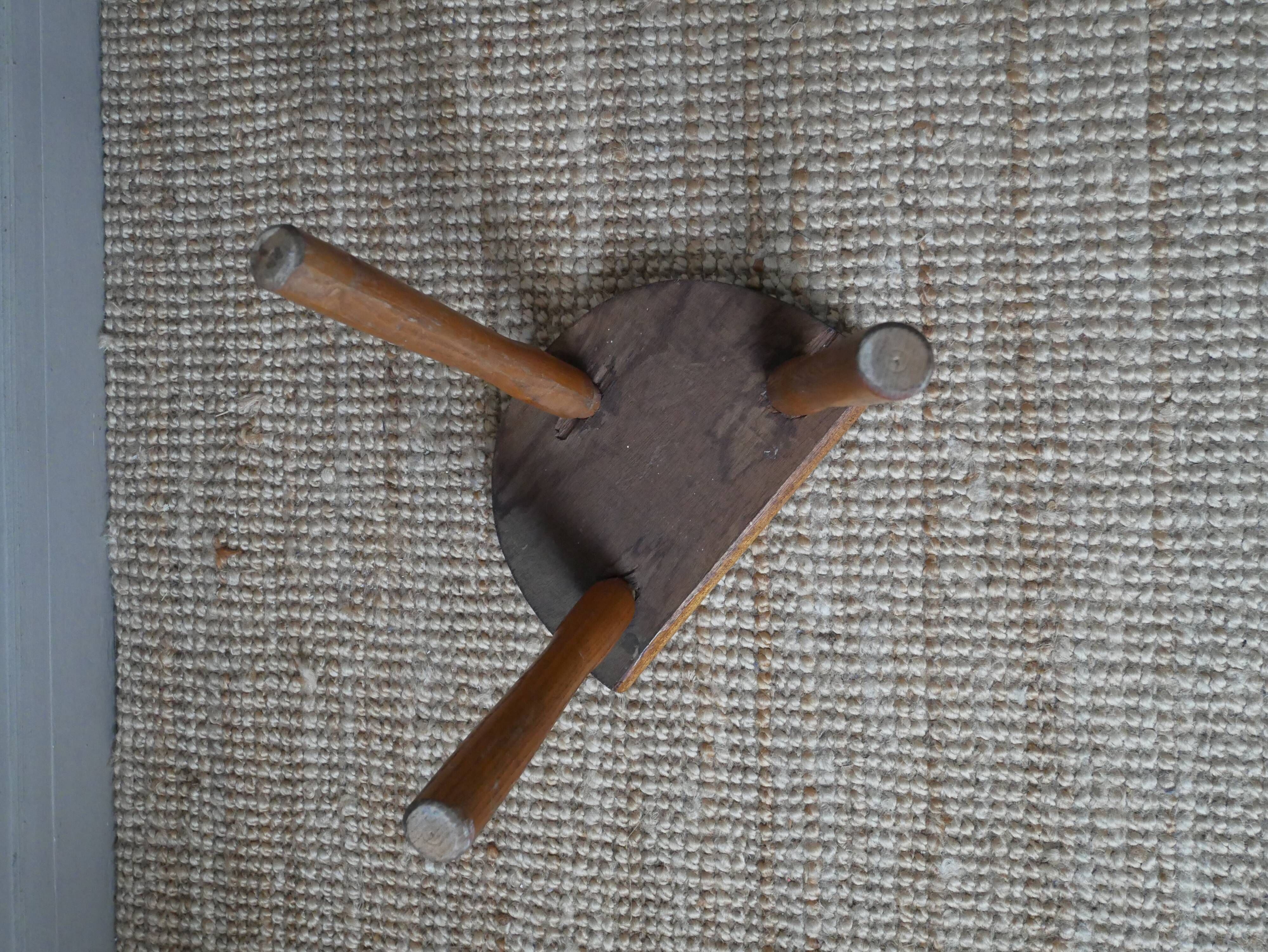 Handmade tripod milking stool plant holder Scandinavian countryside decoration folk art