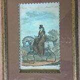 Gravure équestre dessin ancien amazone