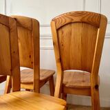 Set of 4 solid pine chairs in chalet style
