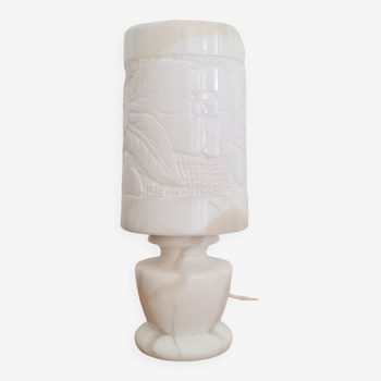 Old lamp in alabaster in white color