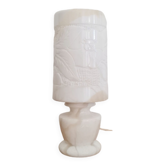 Old lamp in alabaster in white color