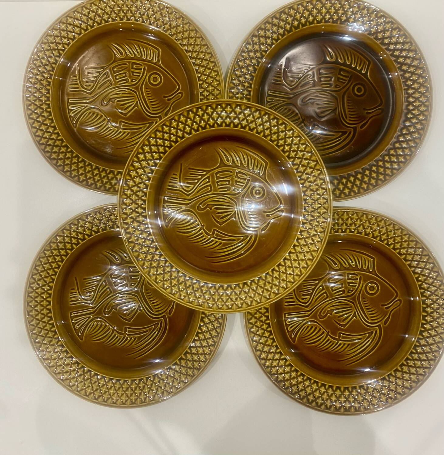 10 fish plates Digoin Sarreguemines