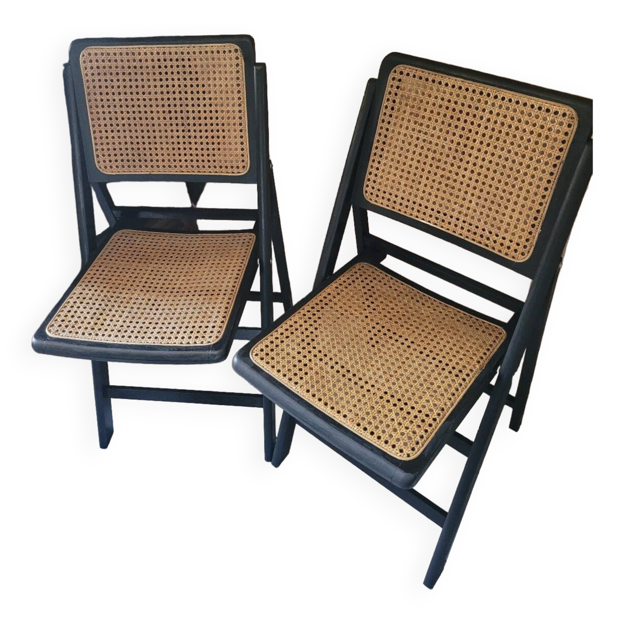 2 foldable cane chairs