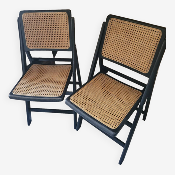 2 foldable cane chairs