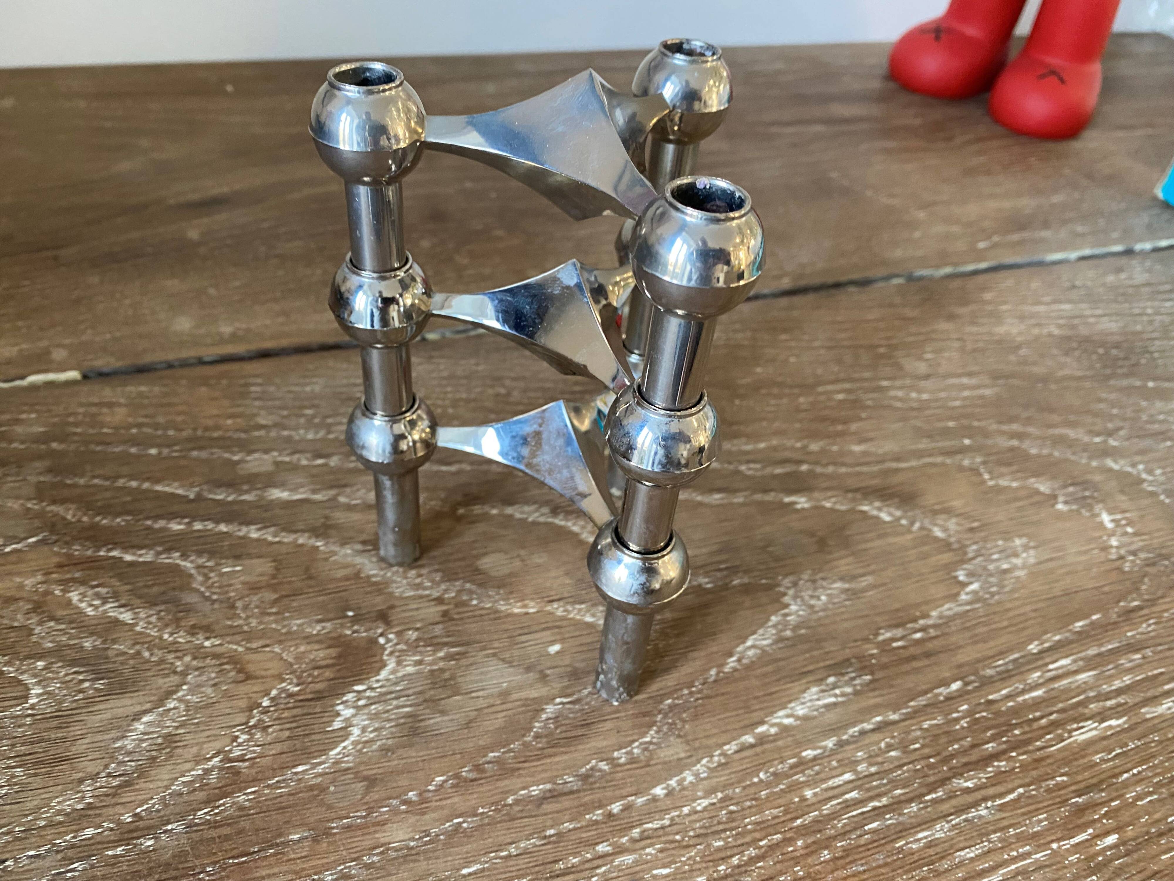 Series of 3 nagel s22 modular candlesticks with their original vintage box 1970