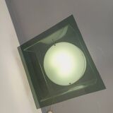 Vintage Italian square illuminated coffee table in glass and plexiglass